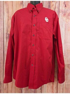 Cutter & Buck Oklahoma Sooners Red Button-Down Shirt XL